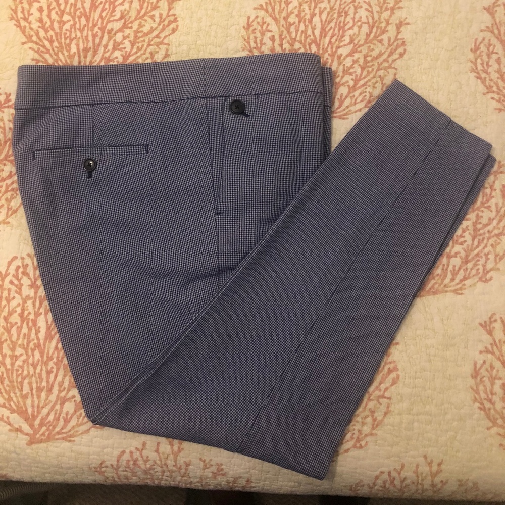 LOFT Blue Micro-Check Ankle Pants